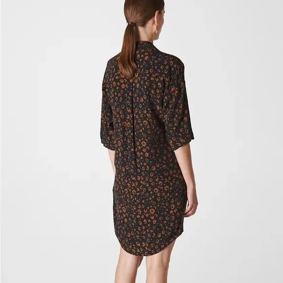 Whistles Lola Cheetah Print Shirt Dress Small Black Brown Animal Print Neutral - Picture 3 of 15